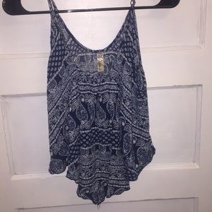 Black and navy blue semi cropped tank top